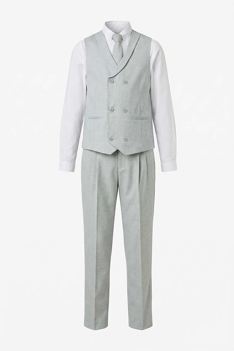 Boys Light Grey Vest and Pants 2-Piece for Weddings