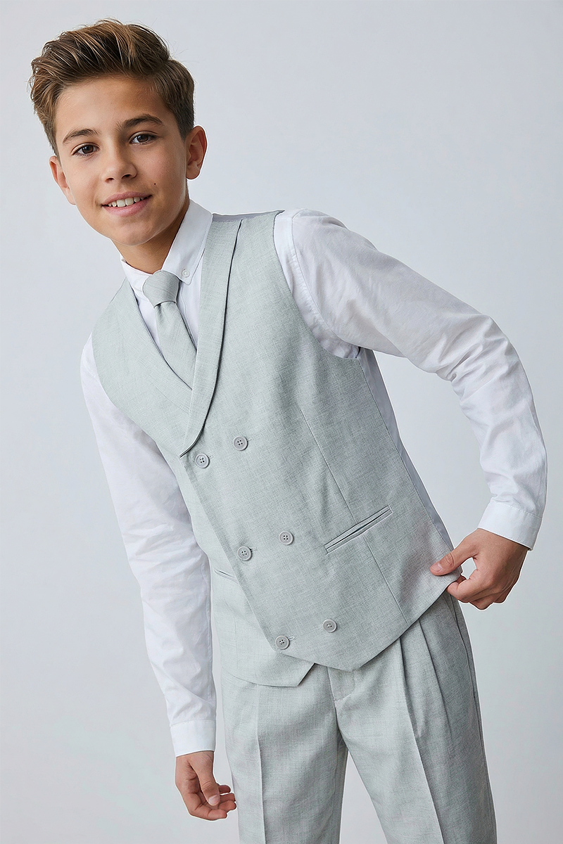 Boys Light Grey Vest and Pants 2-Piece for Weddings