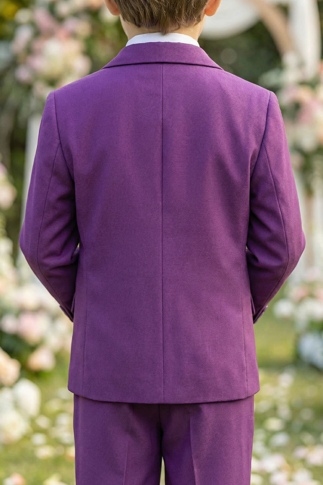 Boys Vibrant Purple 3-Piece Suit for Weddings with Notch Lapel