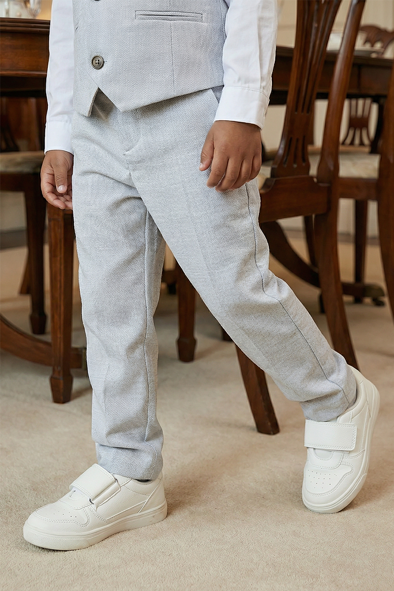 Boys Light Grey Vest and Pants 2-Piece for Weddings and Formal Events