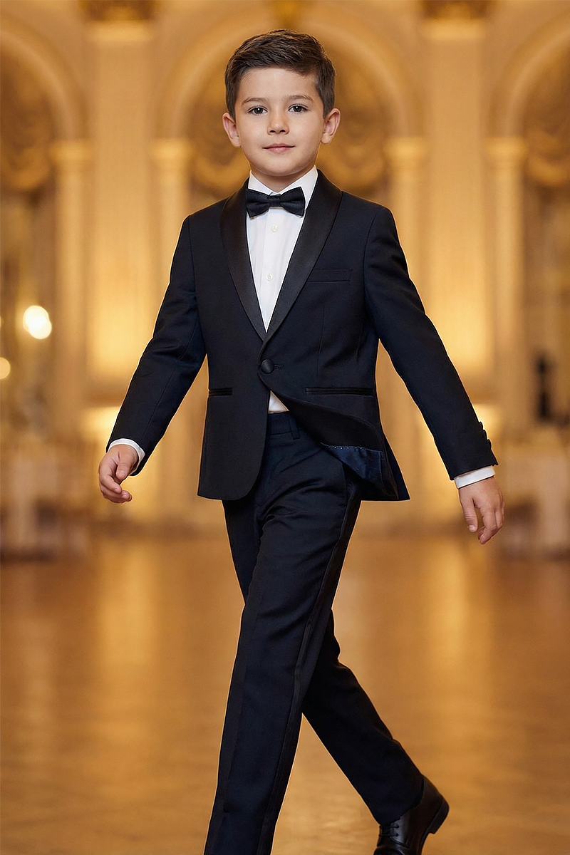Boys Black 2-Piece Suit for Formal Events