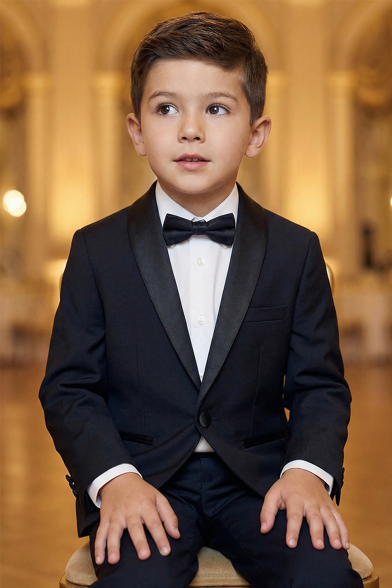 Boys Black 2-Piece Suit for Formal Events