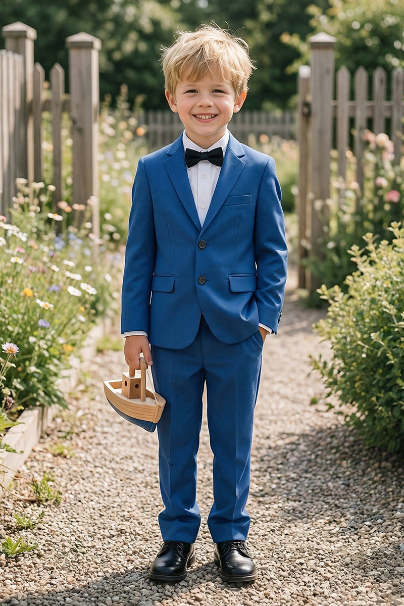 Boys Royal Blue Single-Breasted 2-Piece Suit for Outdoor Events