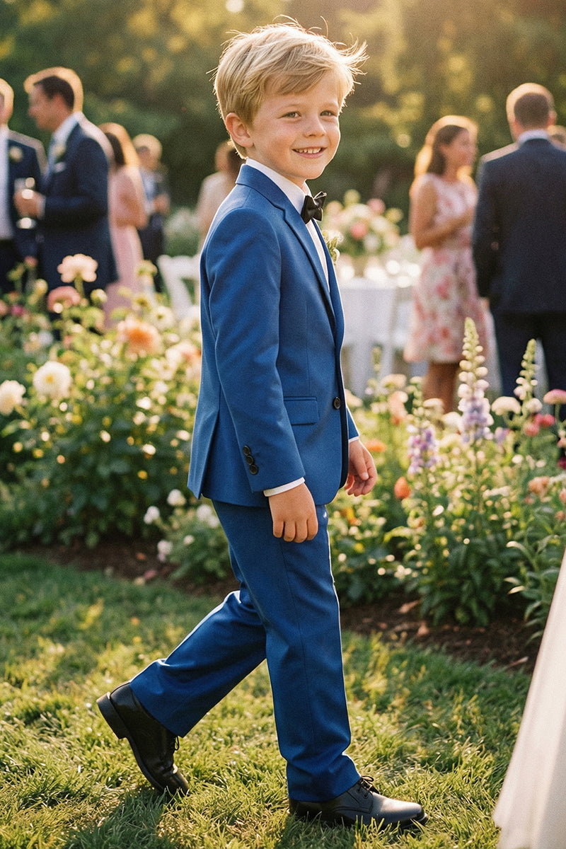 Boys Royal Blue Single-Breasted 2-Piece Suit for Outdoor Events