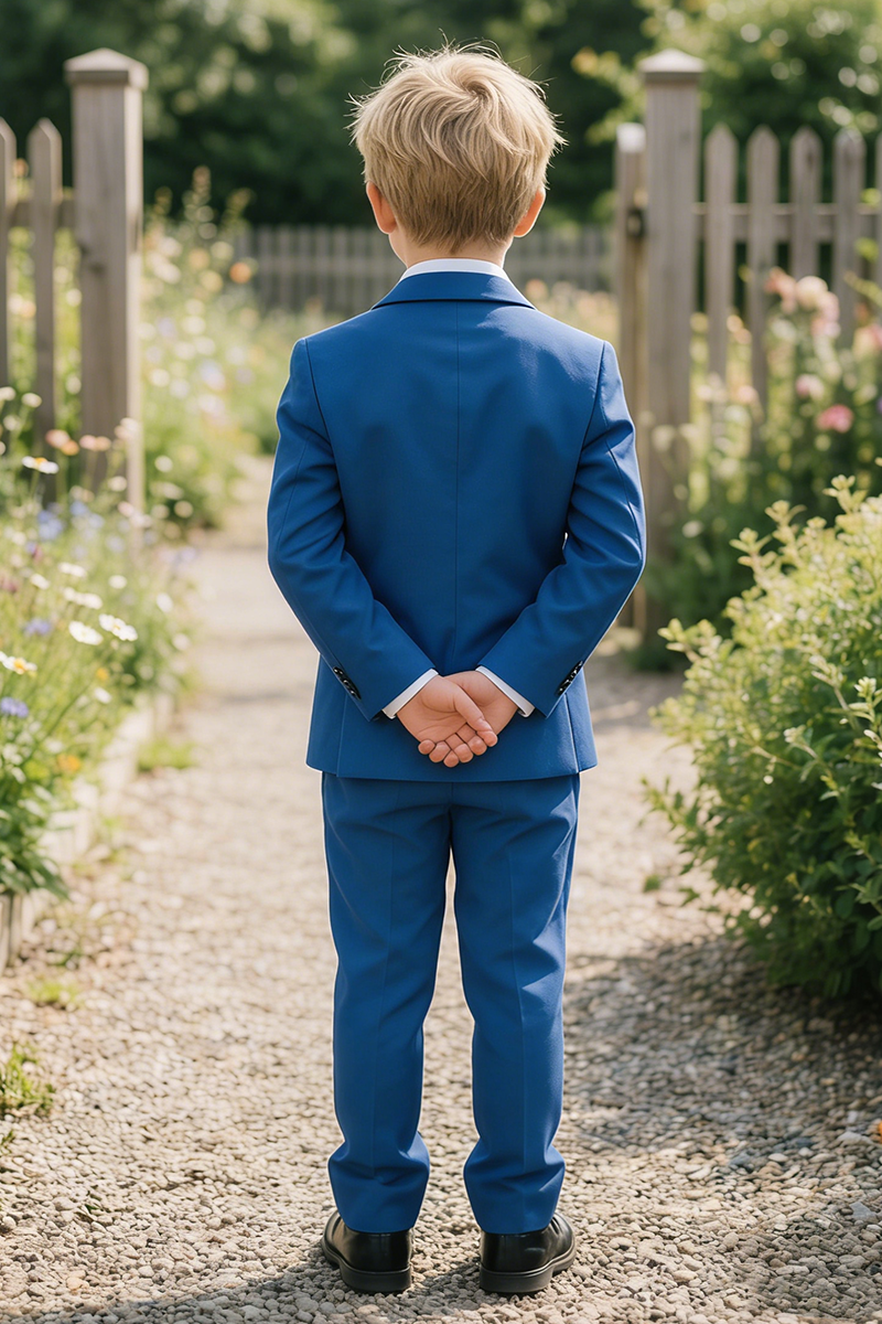 Boys Royal Blue Single-Breasted 2-Piece Suit for Outdoor Events
