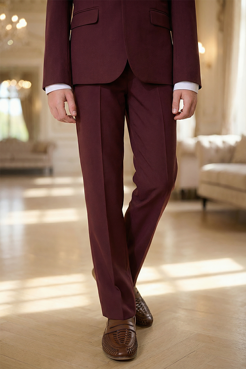 Boys Burgundy 2-Piece Suit for Formal Events