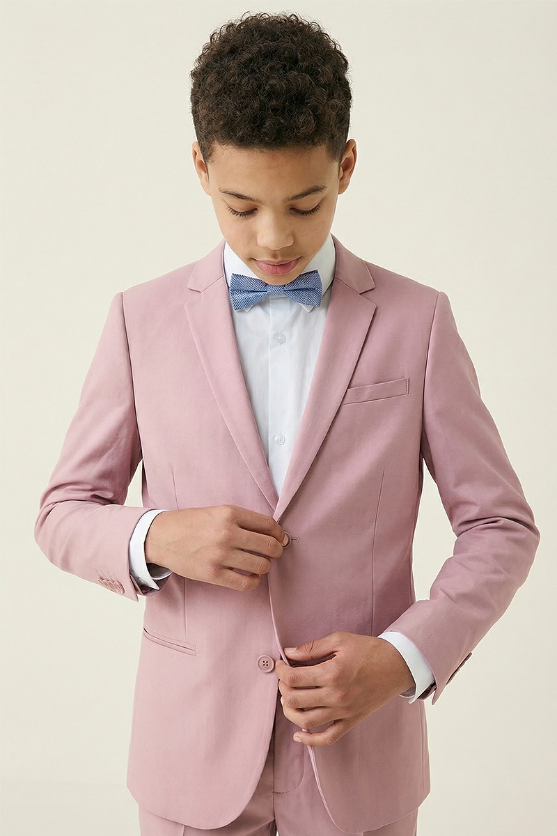Boys Blush Pink Notch Lapel 2-Piece Suit for Formal Events
