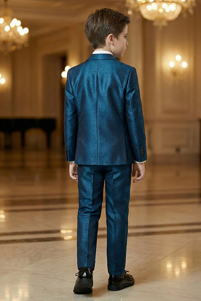 Boys Iridescent Teal Single-Breasted 2-Piece Suit for Ballroom Weddings