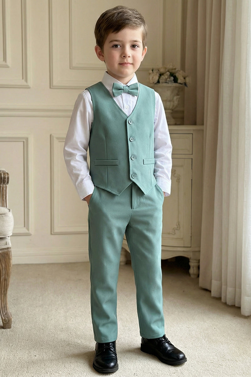 Boys Sage Green Vest & Trousers 2-Piece Suit for Rustic Outdoor Weddings