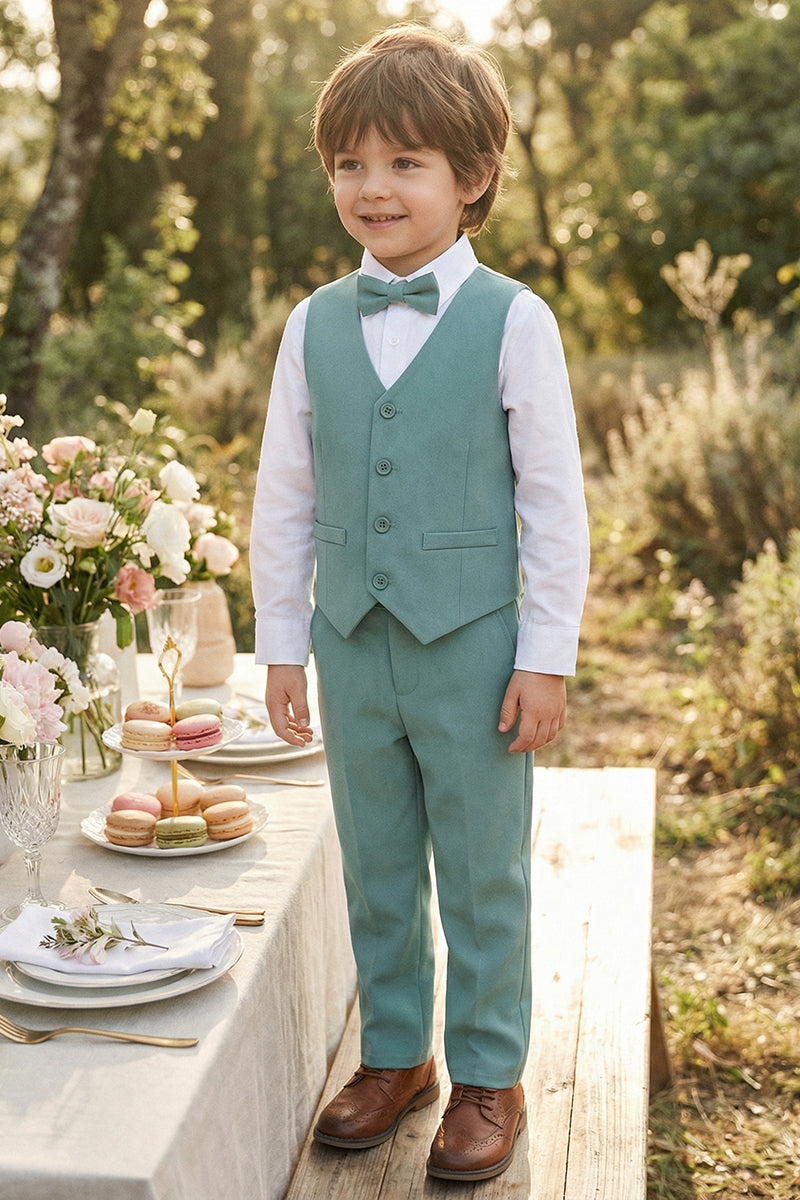 Boys Sage Green Vest & Trousers 2-Piece Suit for Rustic Outdoor Weddings