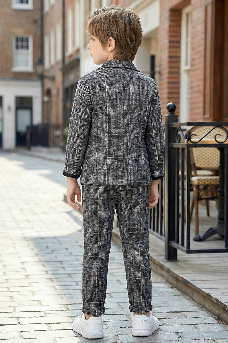 Boys Black & White Windowpane Casual 2-Piece Suit for Urban Weddings