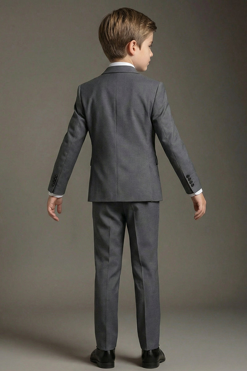 Boys Charcoal Grey Single-Breasted 2-Piece Suit for Formal Weddings