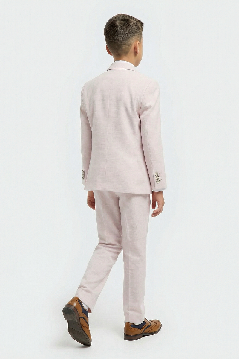 Boys Sage Green Textured 3-Piece Suit for Weddings & Formal Events