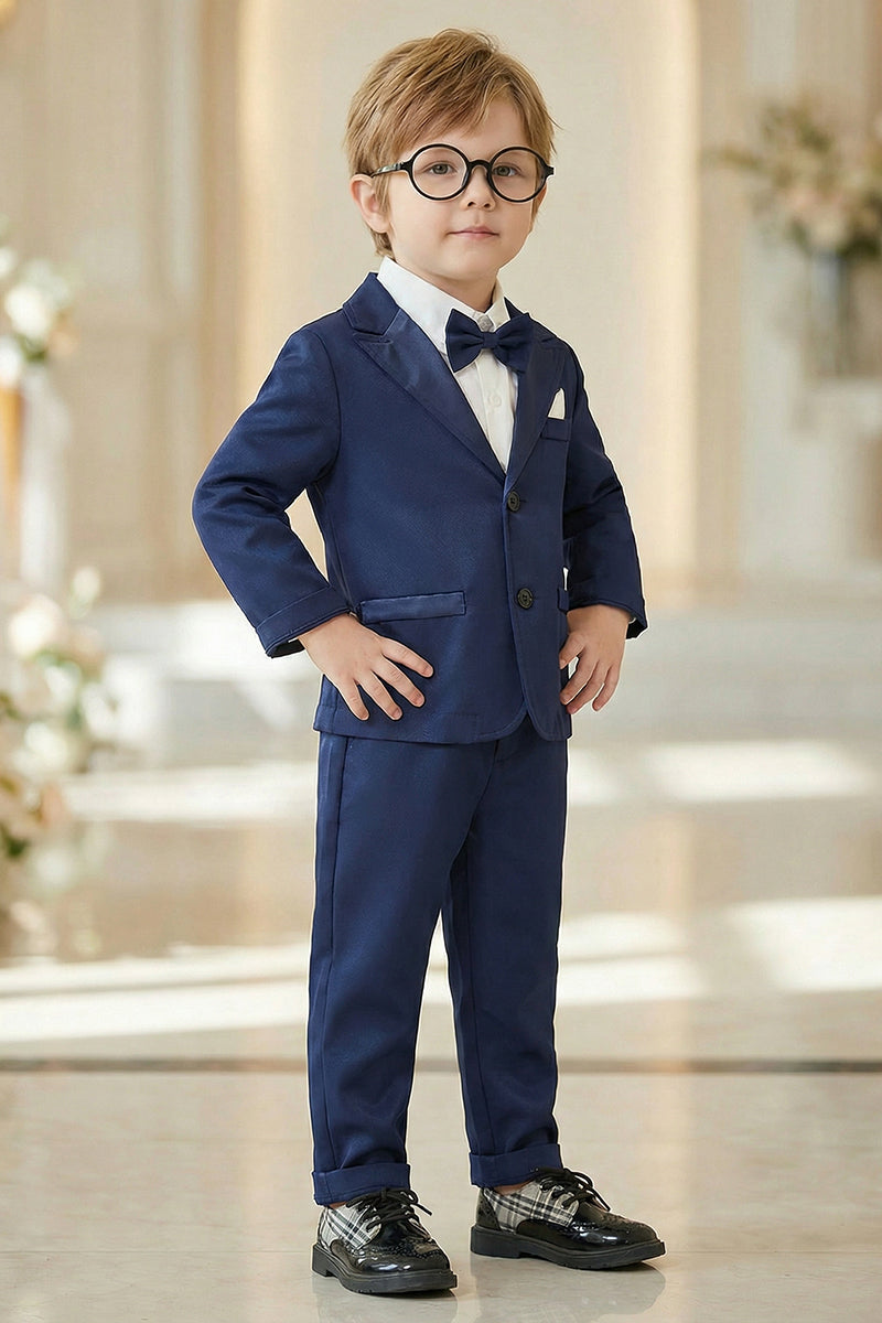 Boys Navy Blue Single-Breasted 2-Piece Suit for Formal Weddings