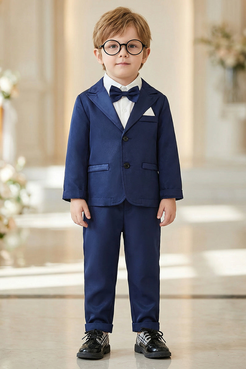 Boys Navy Blue Single-Breasted 2-Piece Suit for Formal Weddings