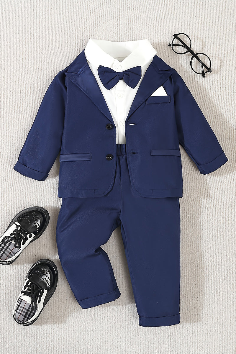 Boys Navy Blue Single-Breasted 2-Piece Suit for Formal Weddings