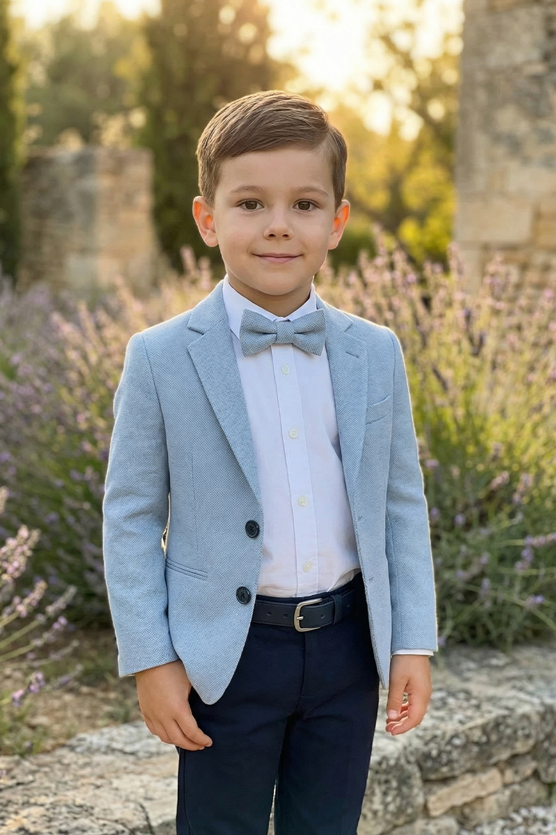 Boys Light Blue & Navy 2-Piece Suit for Garden Weddings & Formal Events