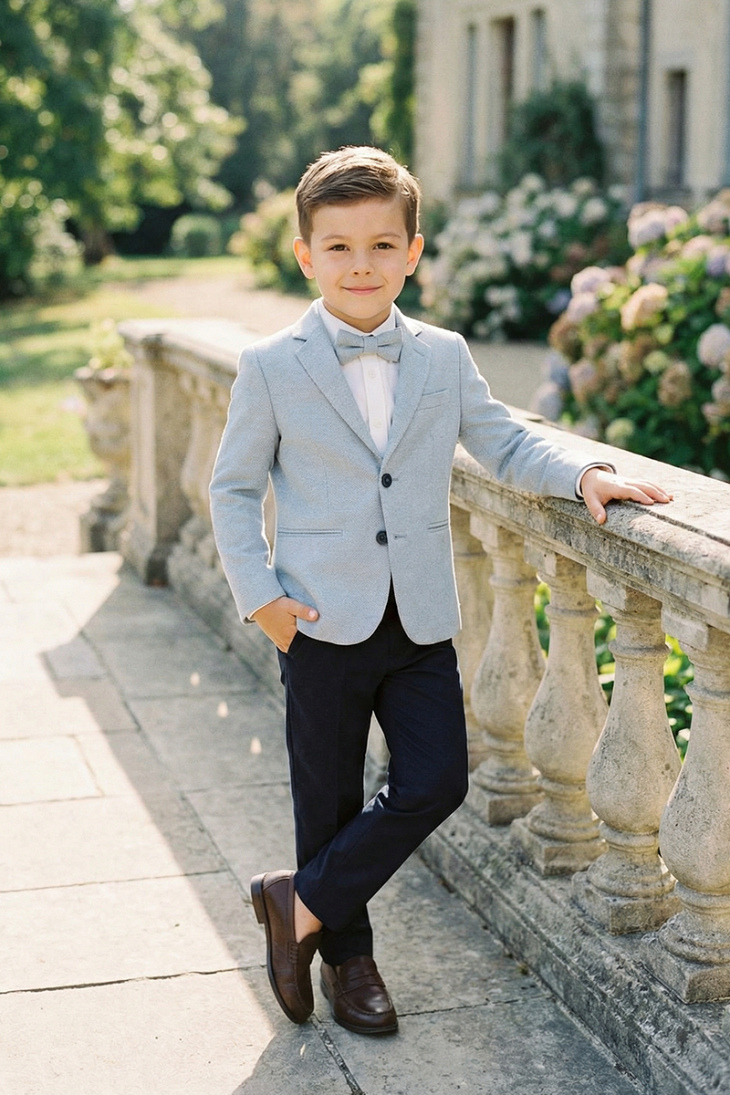 Boys Light Blue & Navy 2-Piece Suit for Garden Weddings & Formal Events