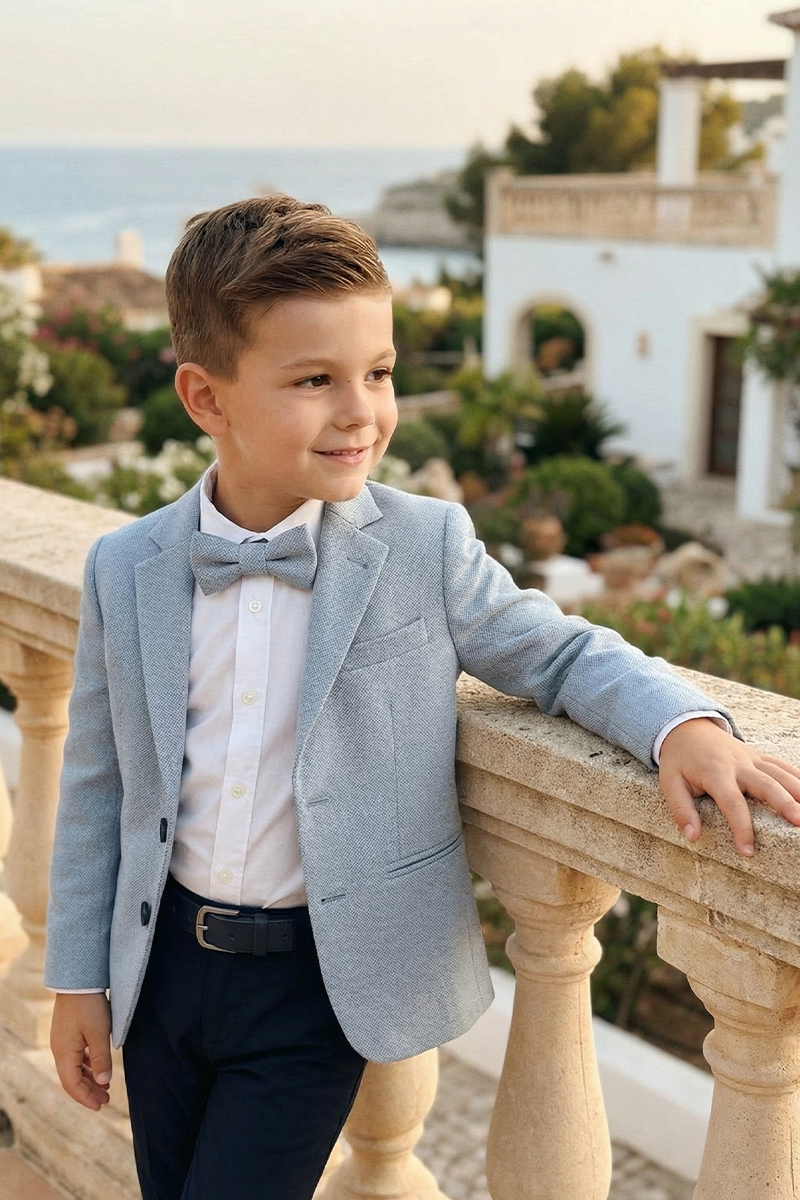Boys Light Blue & Navy 2-Piece Suit for Garden Weddings & Formal Events