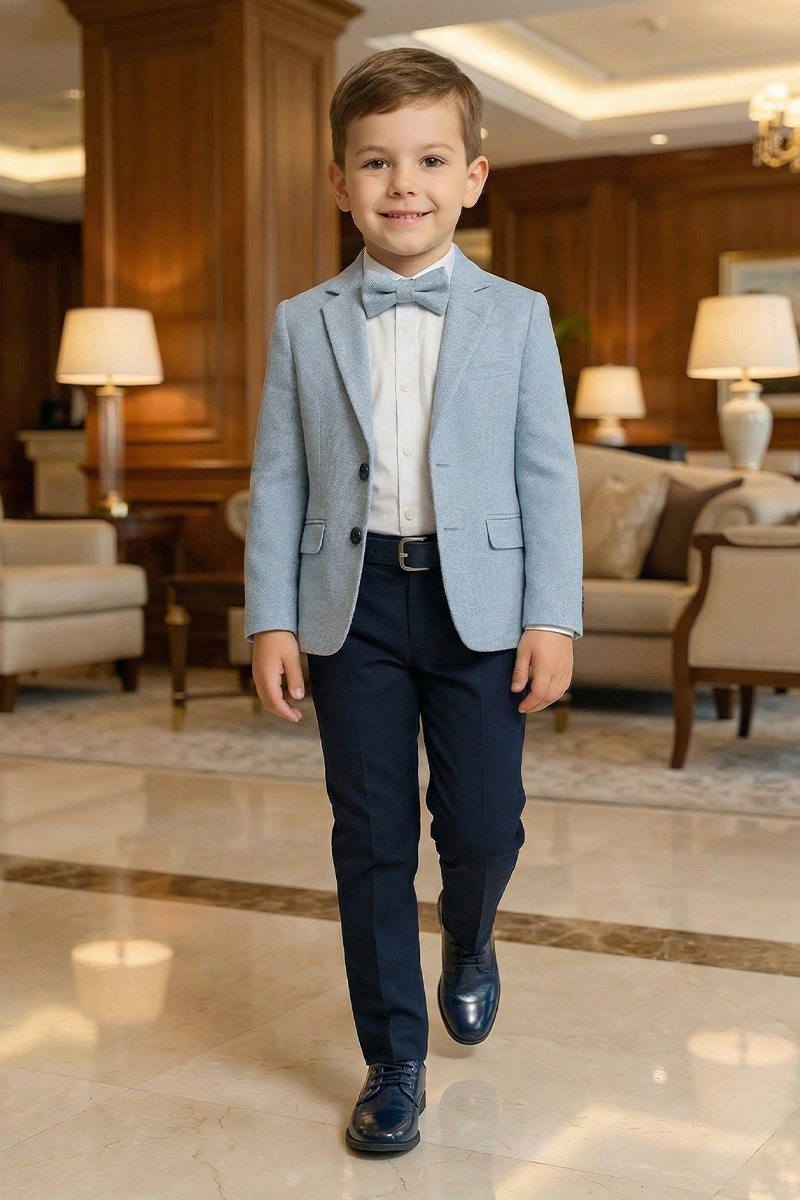 Boys Light Blue & Navy 2-Piece Suit for Garden Weddings & Formal Events