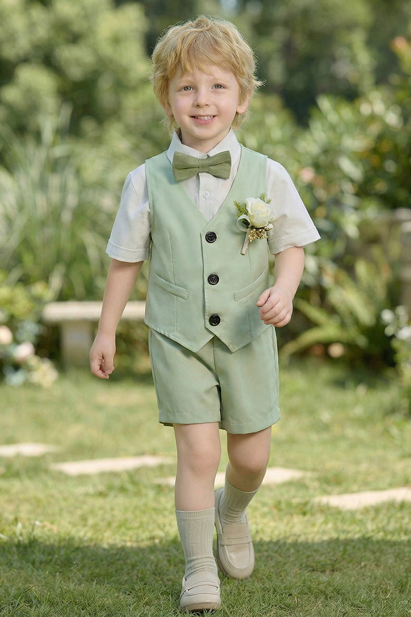 Boys Sage Green Single-Breasted 2-piece Suit