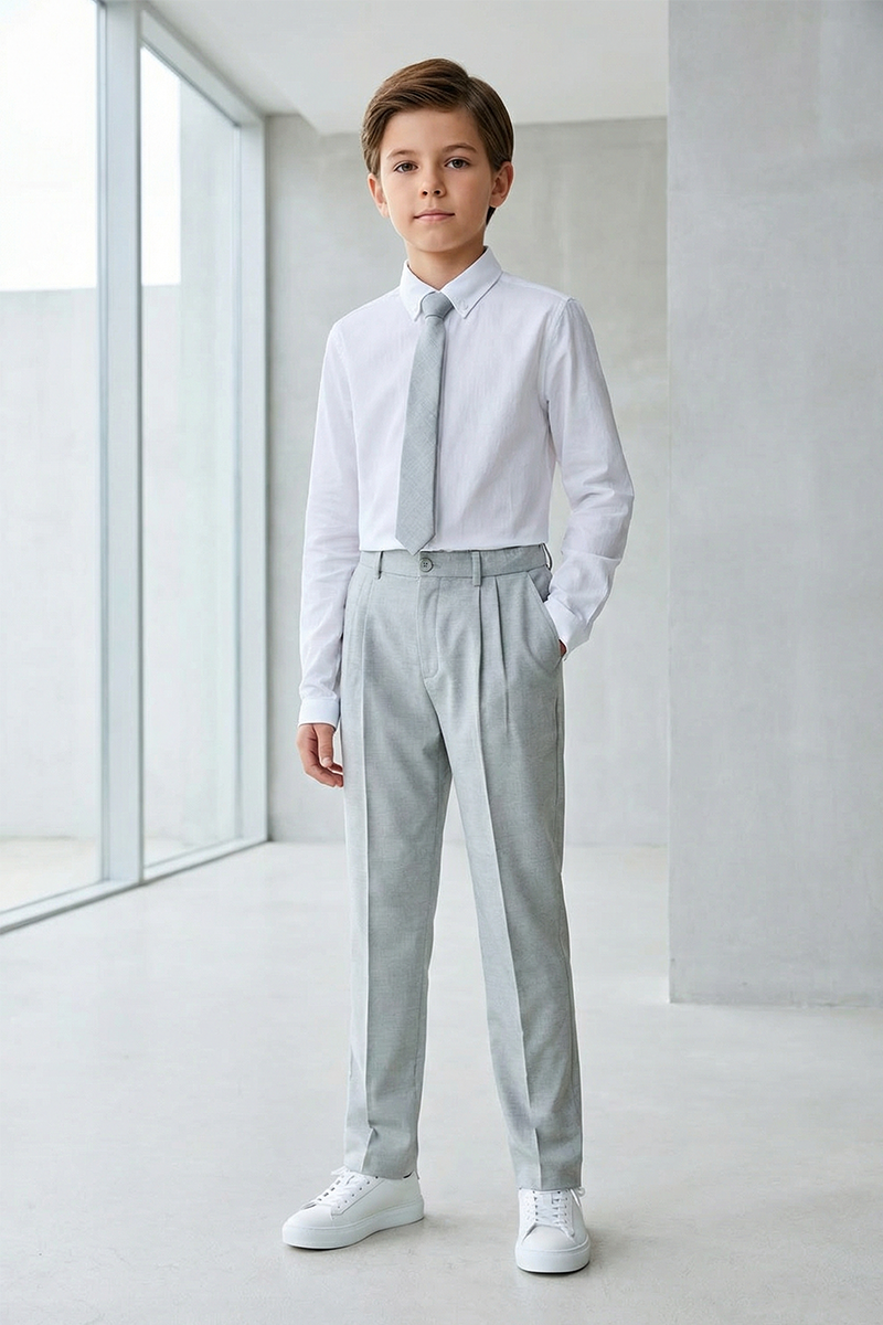 Boys Light Grey Formal Pants