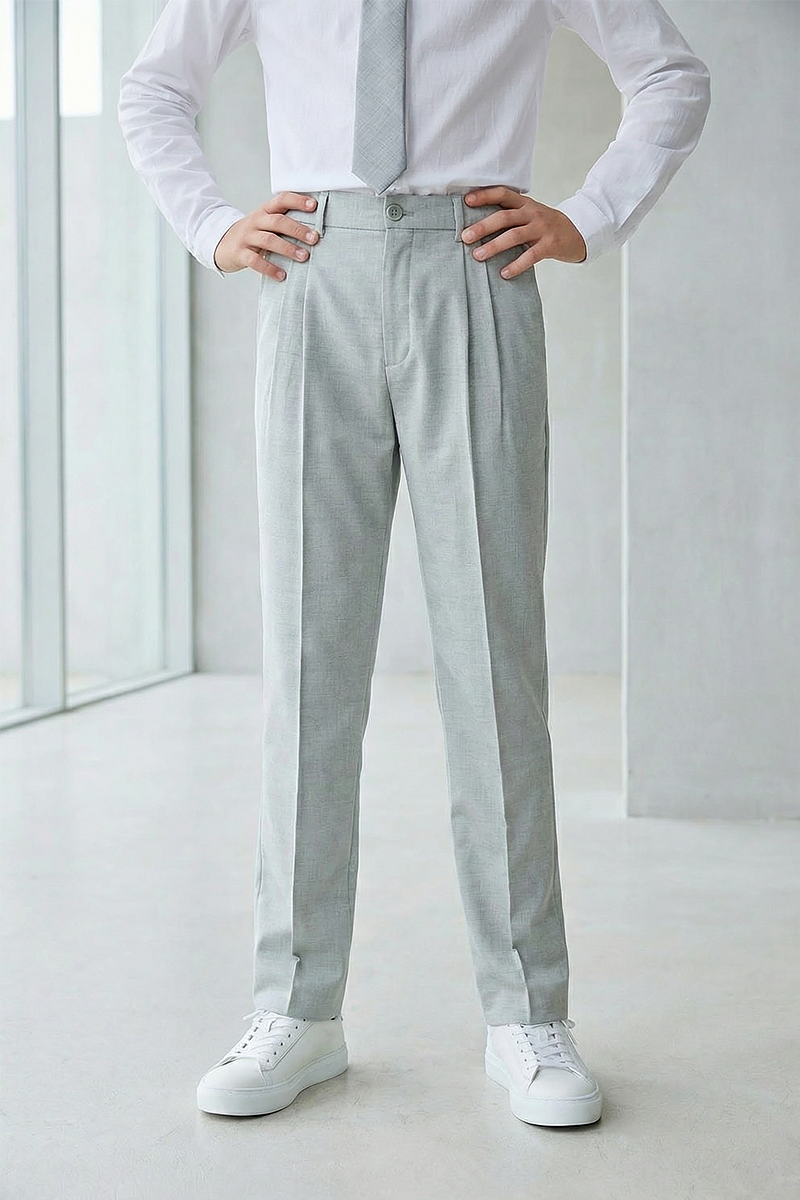Boys Light Grey Formal Pants