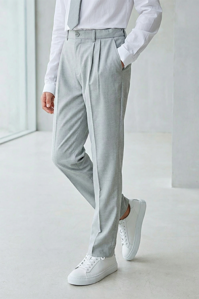Boys Light Grey Formal Pants