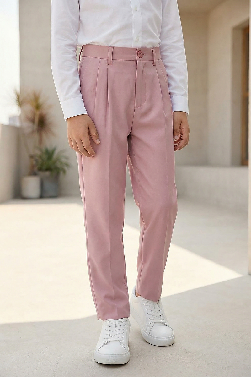 Boys Dusty Pink Formal Pants