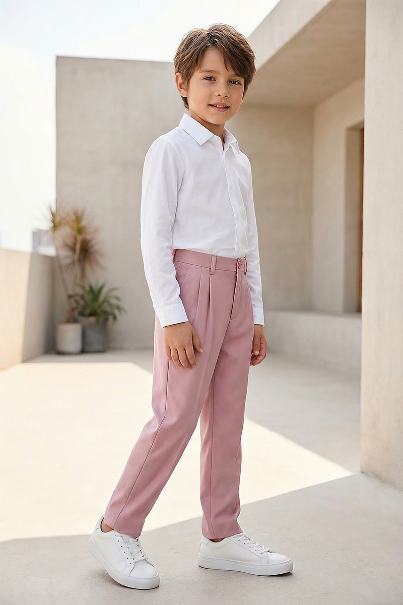 Boys Dusty Pink Formal Pants
