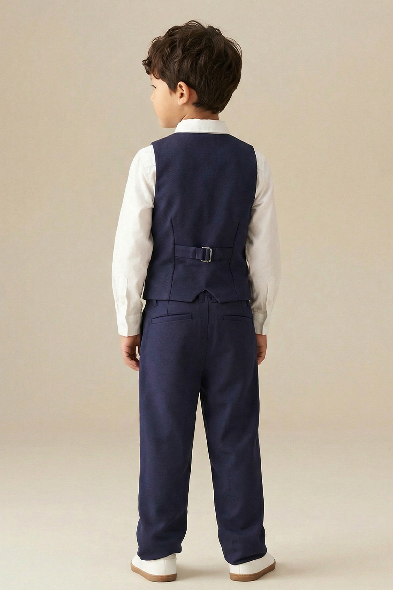 Boys Navy 3-Piece Vest Suit for Weddings & Formal Events