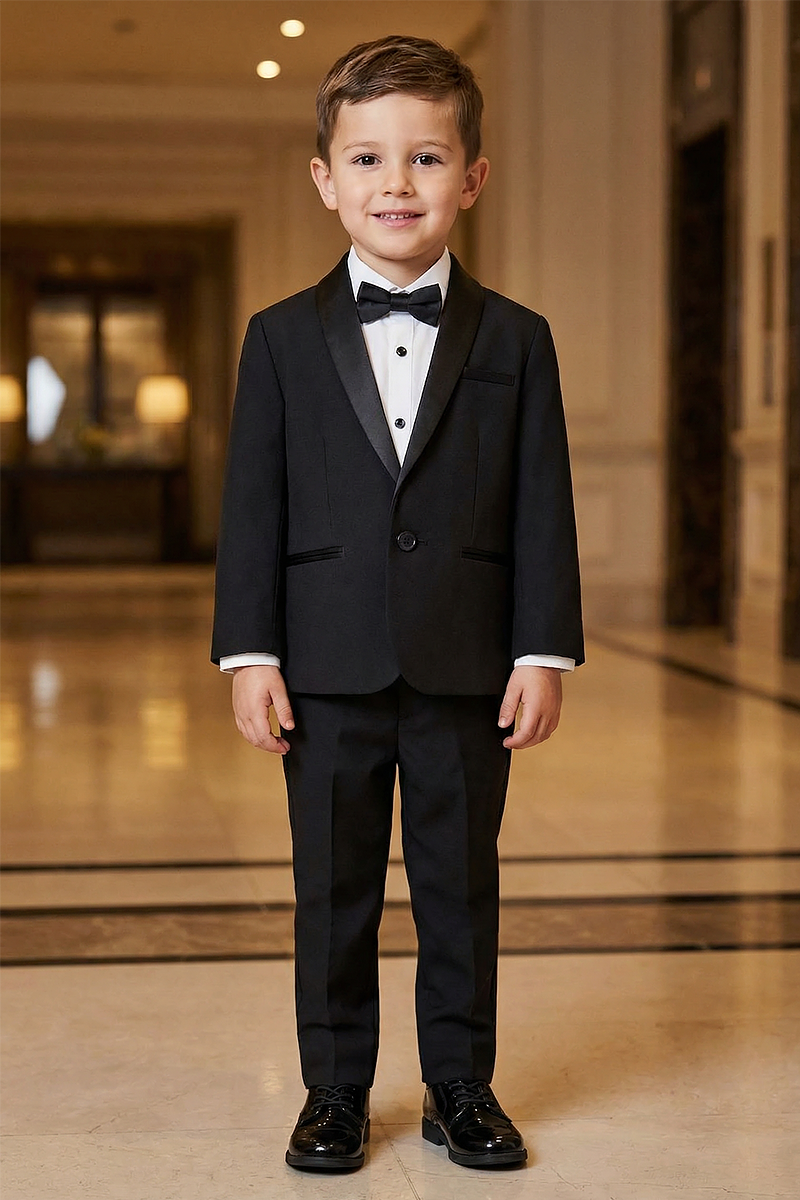 Boys Black Shawl Lapel Tuxedo 2-Piece Suit