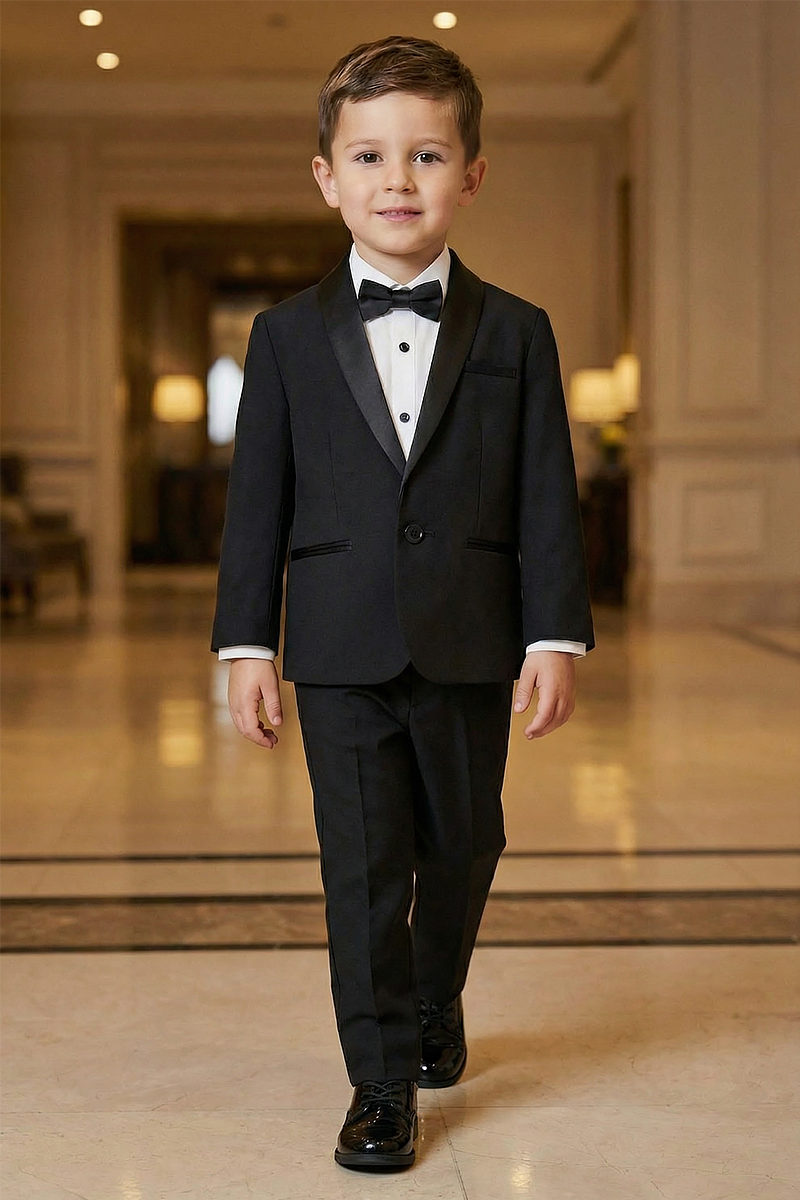 Boys Black Shawl Lapel Tuxedo 2-Piece Suit