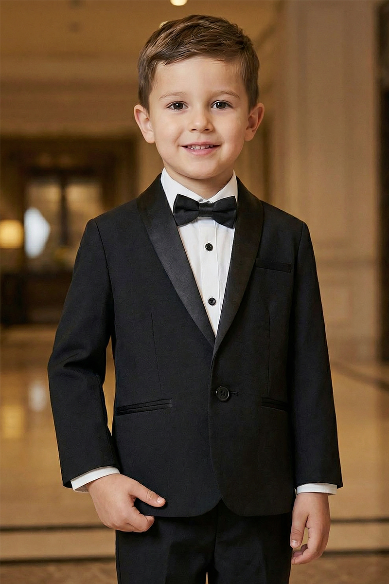 Boys Black Shawl Lapel Tuxedo 2-Piece Suit