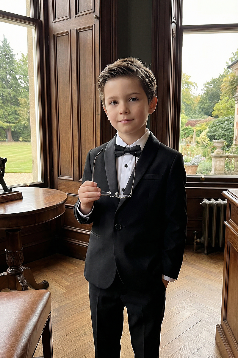 Boys Black Shawl Lapel Tuxedo 2-Piece Suit