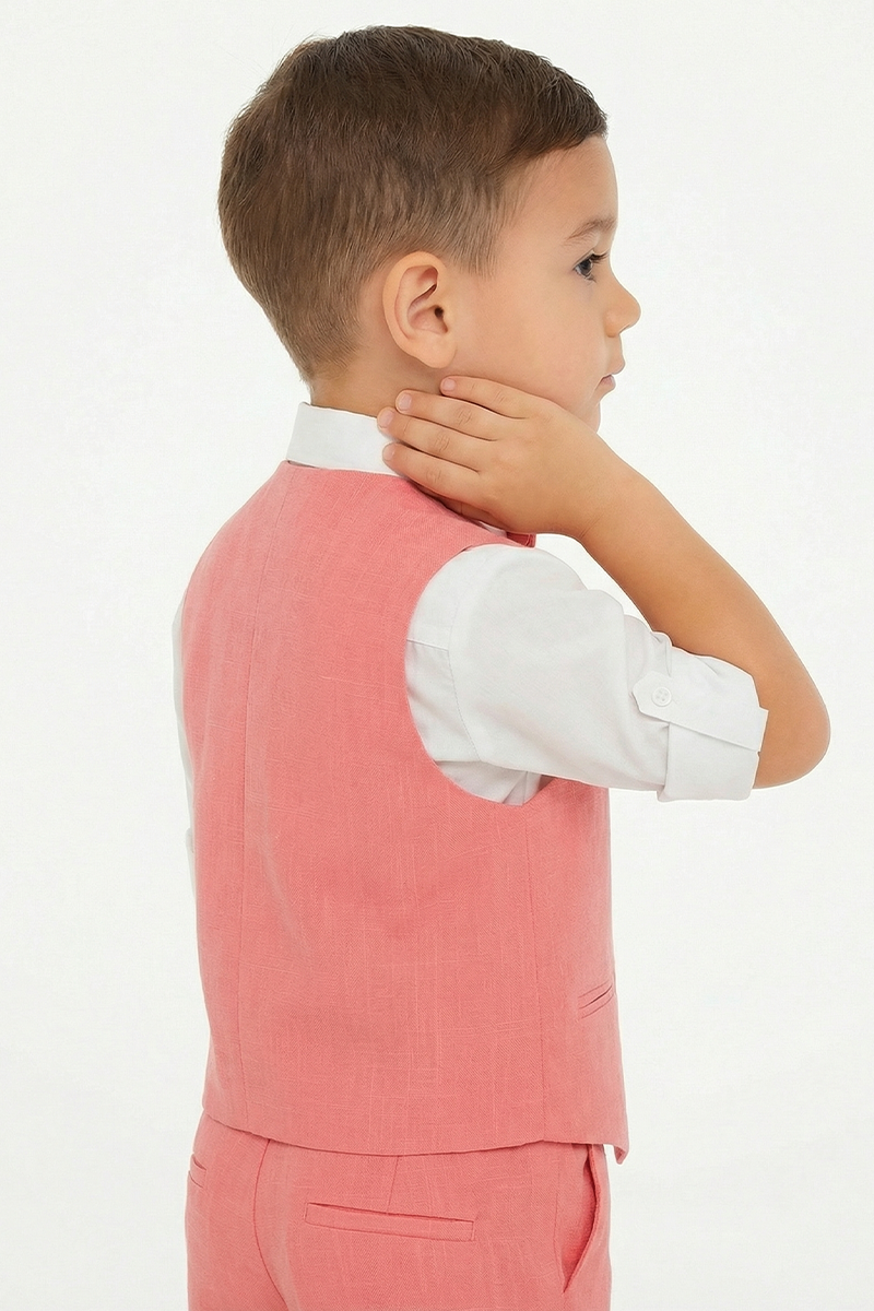Boys Coral Linen 2-Piece Suit