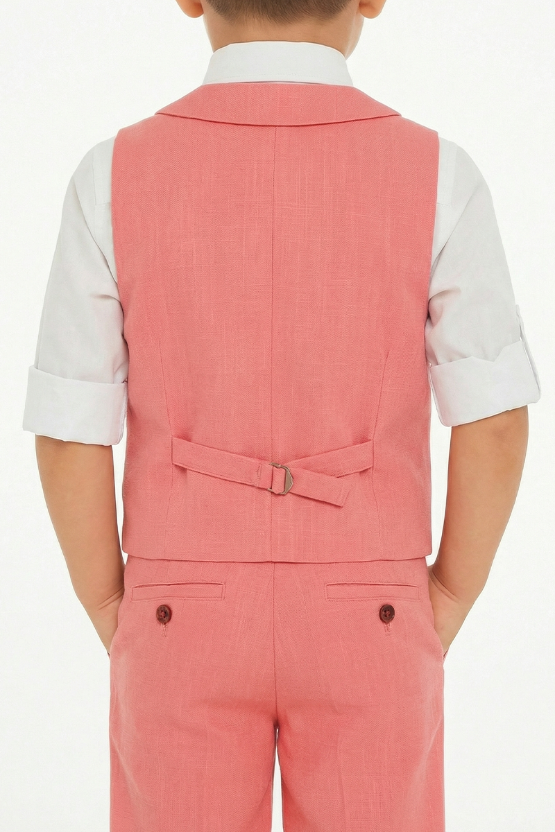 Boys Coral Linen 2-Piece Suit