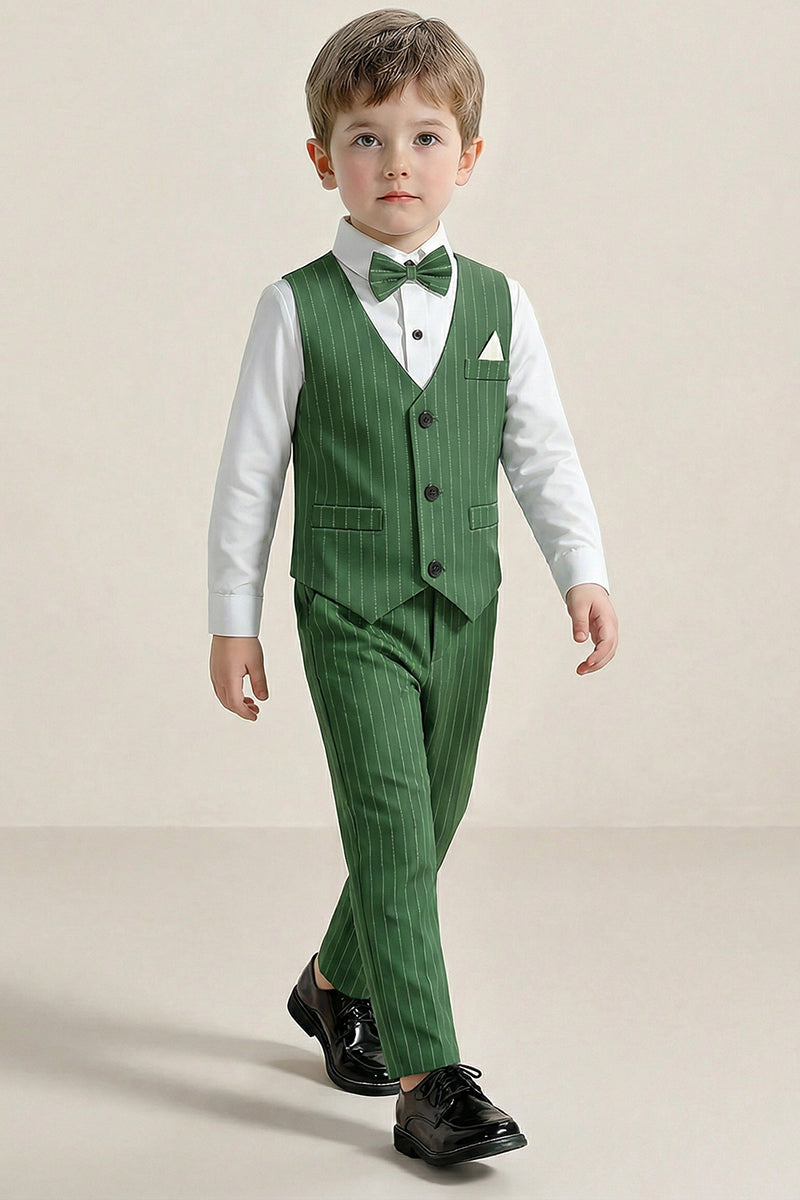 Boys Emerald Green Pinstripe 2-Piece Vest Suit for Weddings & Formal Events