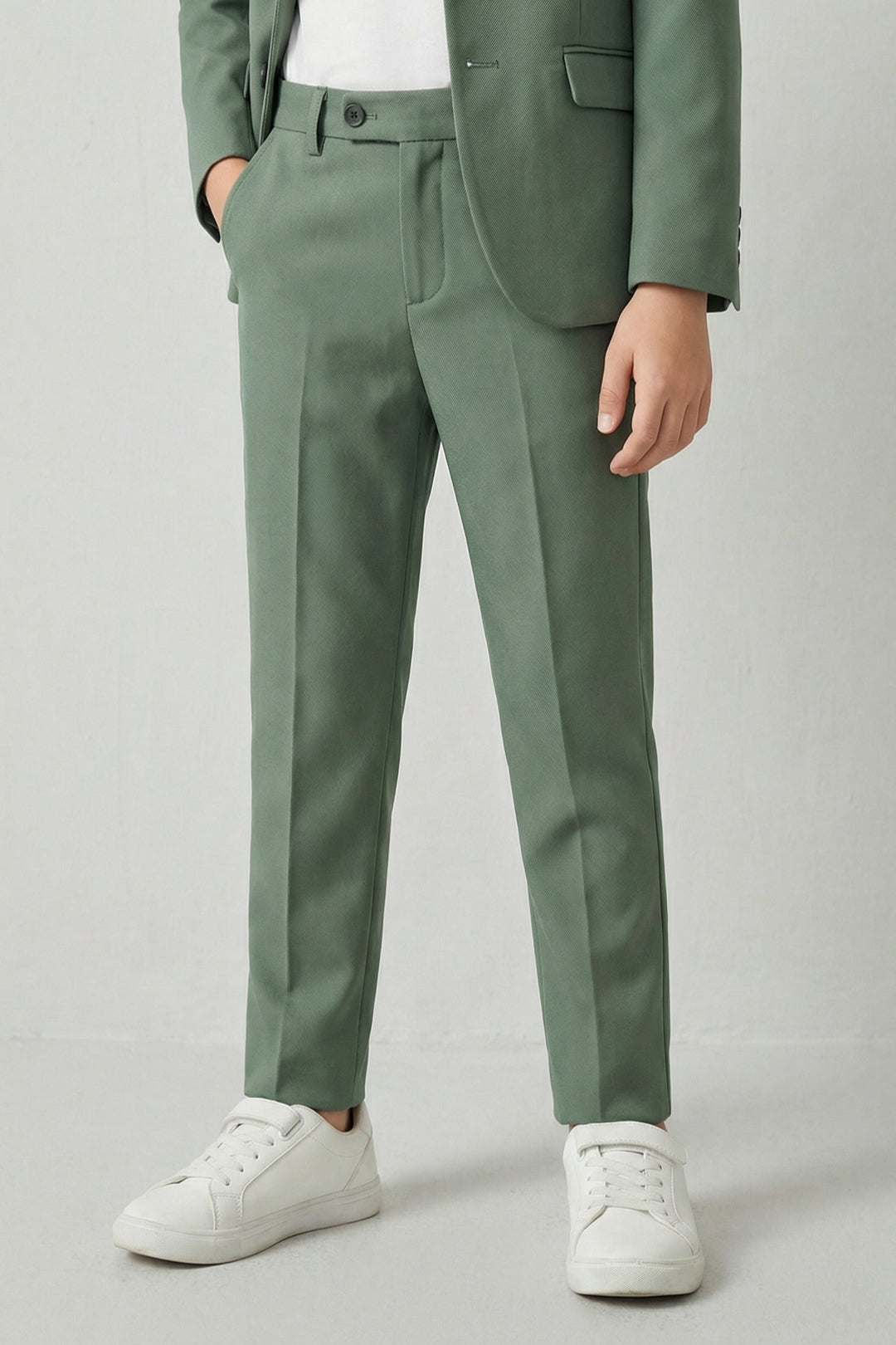 Boys Sage Green 2-Piece Casual Suit with Notch Lapel