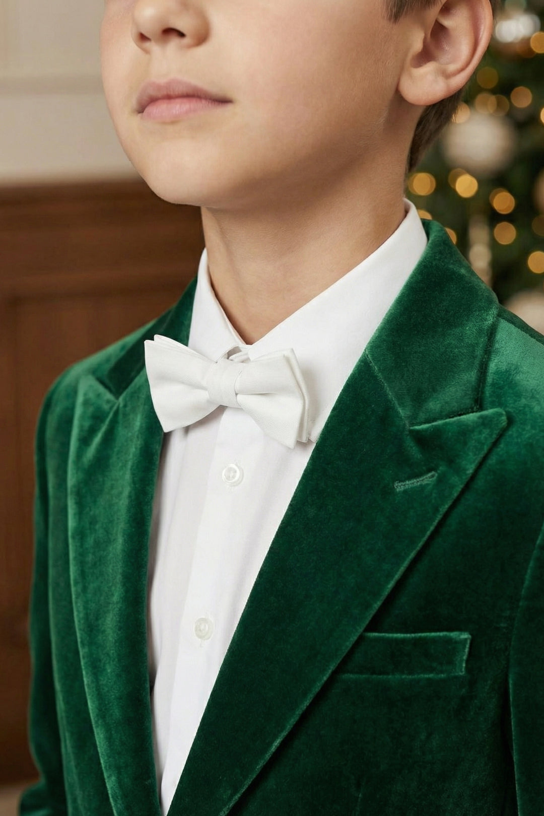 Boys Emerald Green Velvet Tuxedo 2-Piece Set with Notch Lapel