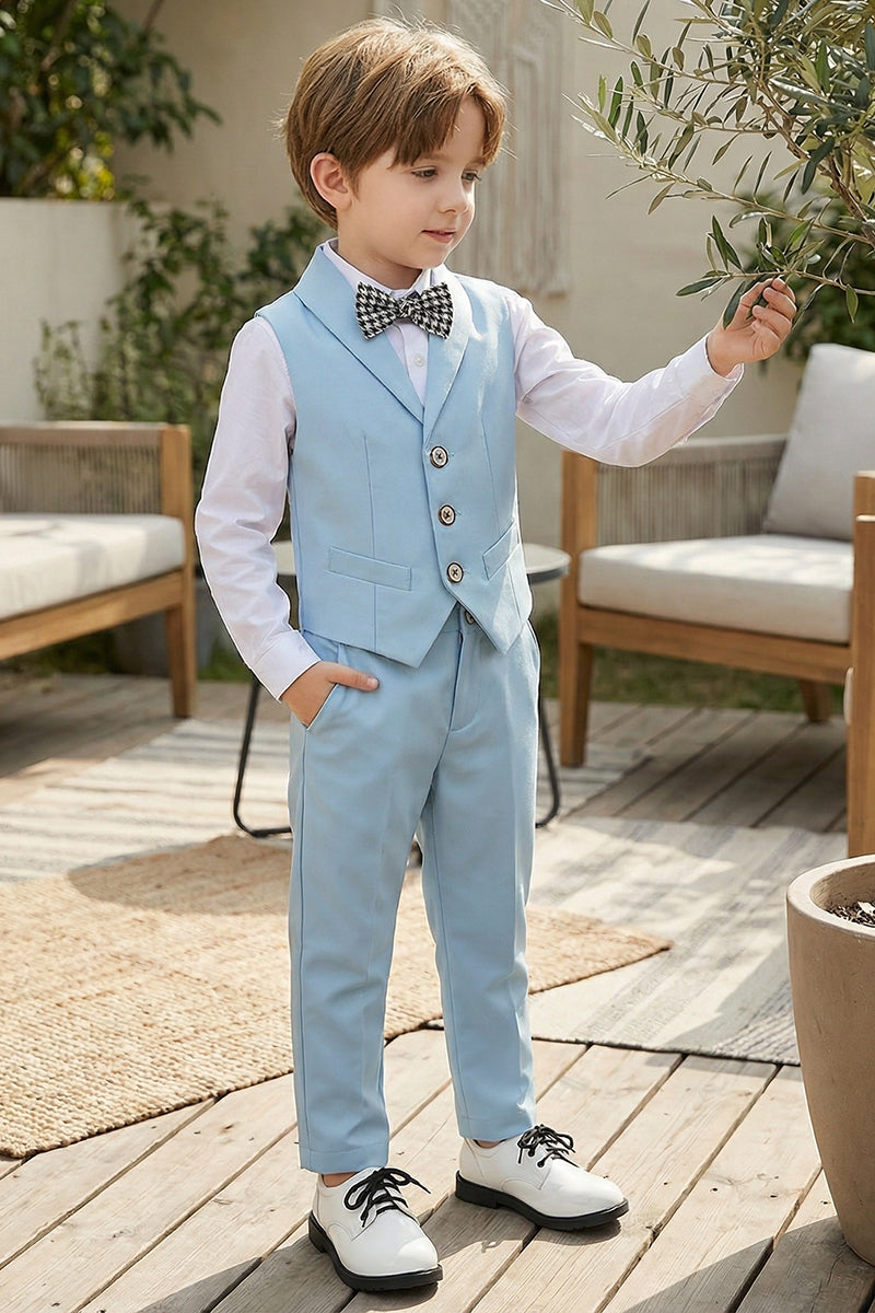 Boys Sky Blue 2-Piece Vest Suit for English Garden Weddings