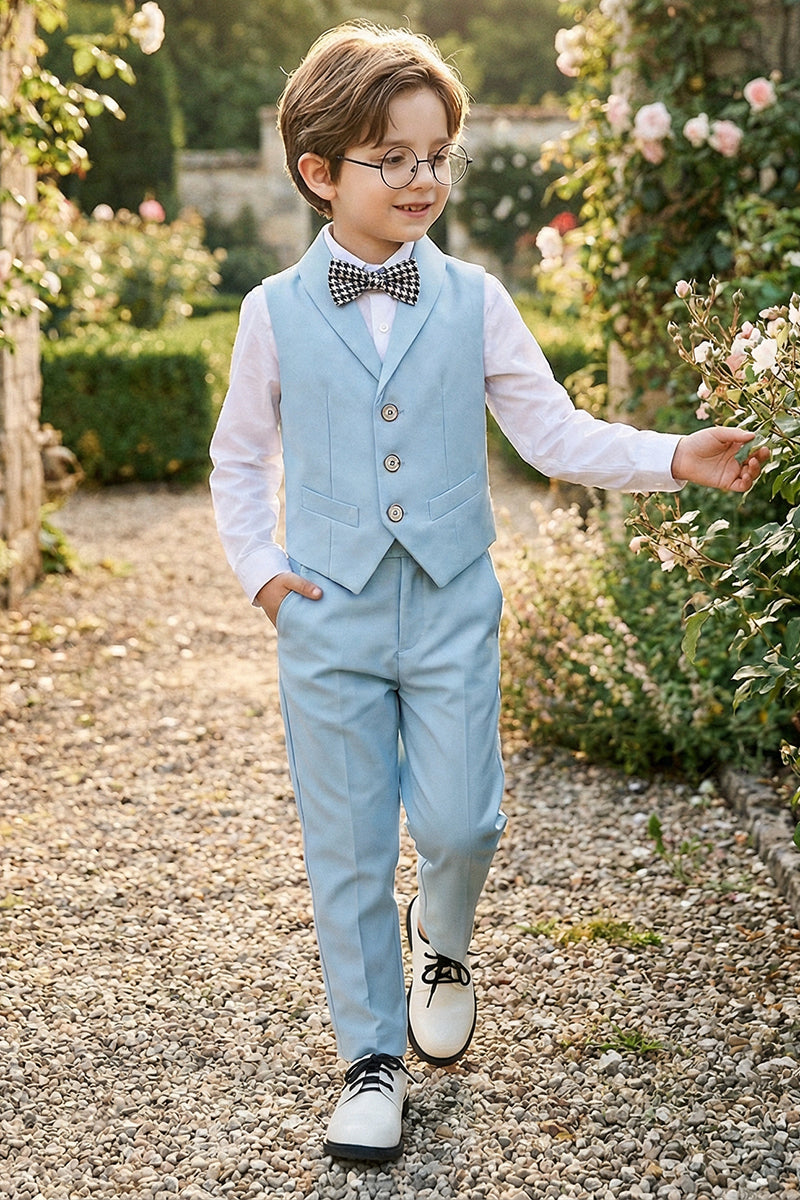 Boys Sky Blue 2-Piece Vest Suit for English Garden Weddings