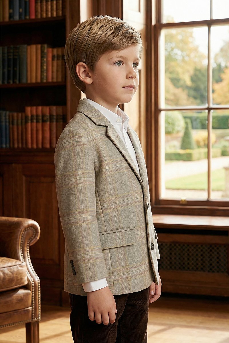 Boys Blue Plaid Dress Pants