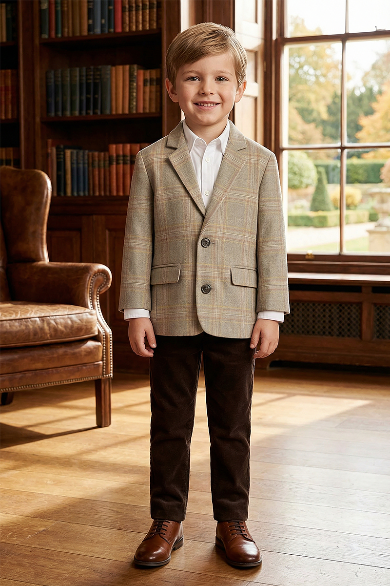 Boys Blue Plaid Dress Pants