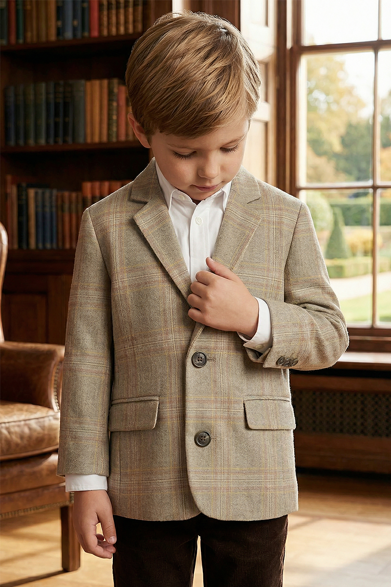 Boys Blue Plaid Dress Pants