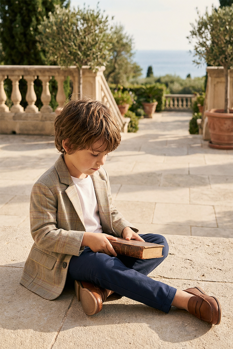 Boys Blue Plaid Dress Pants