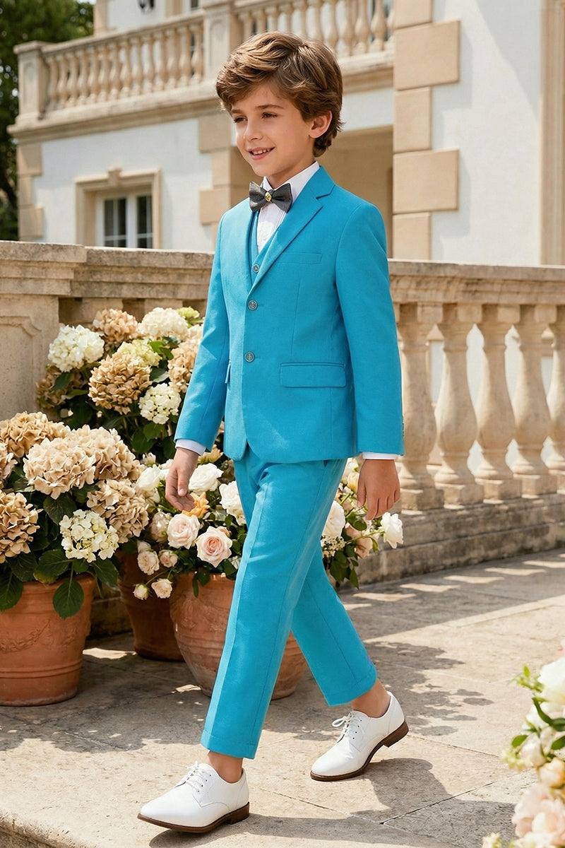 Boys Blue 3-Piece Suit for Mediterranean Garden Weddings