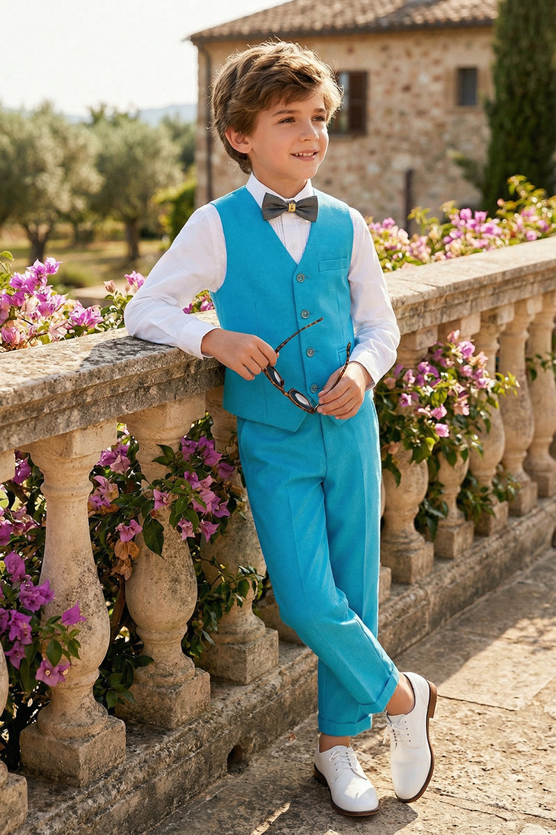 Boys Blue 3-Piece Suit for Mediterranean Garden Weddings