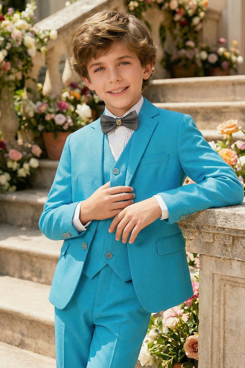 Boys Blue 3-Piece Suit for Mediterranean Garden Weddings