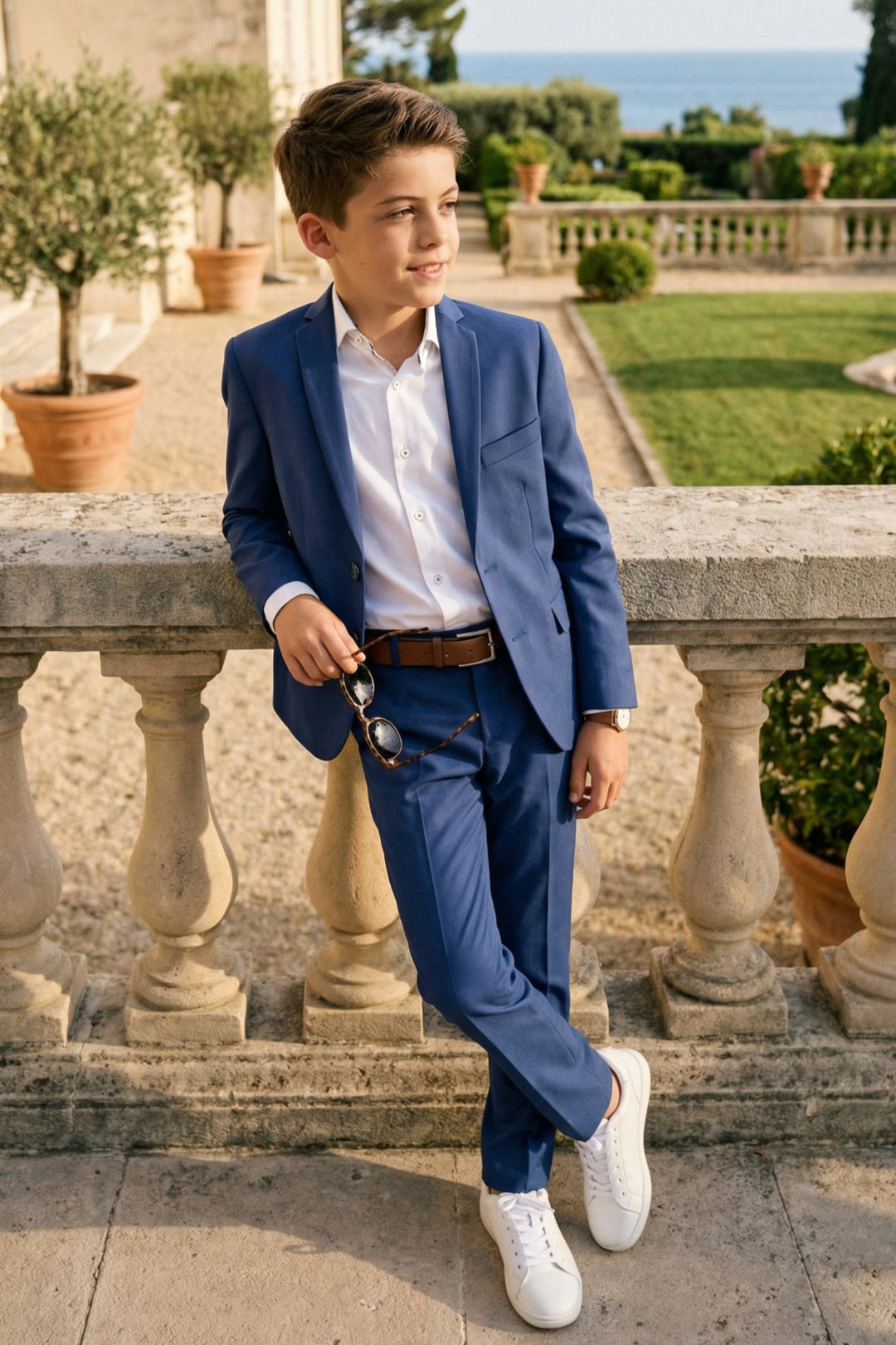 Boys Classic Navy Blue 2-Piece Suit with Notch Lapel